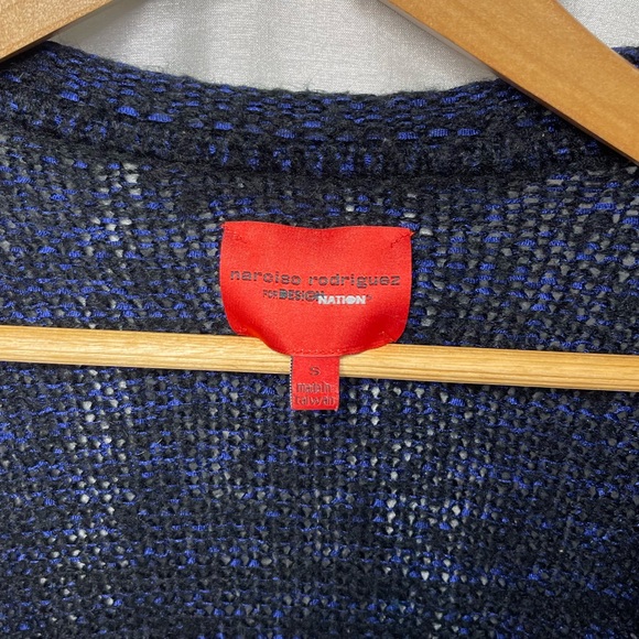 Narciso Rodriguez y2k Designer Blue Black Open Long Sleeve Cardigan Sweater - Picture 3 of 4
